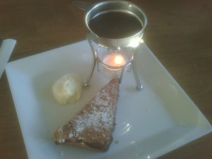 peacan choc cake with orange faccett blue canoe steveson richmond bc